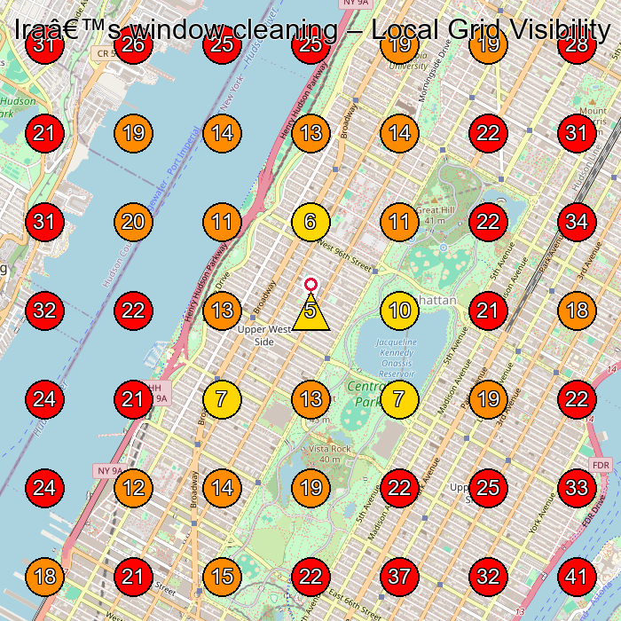 Iraâ€™s window cleaning GeoGrid visibility map for Window Cleaning Service in New York